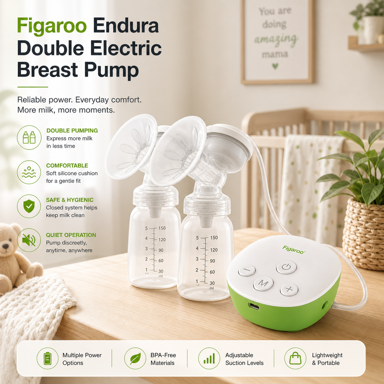 Figaroo Endura Double Electric Breast Pump