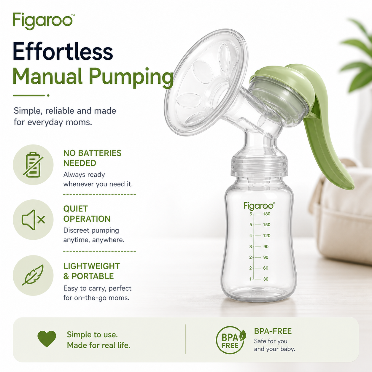 Figaroo Glide Manual Breast Pump